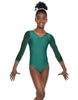 Solid Lycra Mesh 3/4 Sleeve V-Neck Leotard Gymnastics