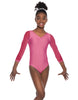 Solid Lycra Mesh 3/4 Sleeve V-Neck Leotard Gymnastics