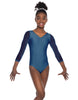 Solid Lycra Mesh 3/4 Sleeve V-Neck Leotard Gymnastics