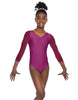 Solid Lycra Mesh 3/4 Sleeve V-Neck Leotard Gymnastics