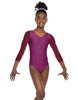 Solid Lycra Mesh 3/4 Sleeve V-Neck Leotard Gymnastics