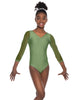 Solid Lycra Mesh 3/4 Sleeve V-Neck Leotard Gymnastics