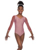 Solid Lycra Mesh 3/4 Sleeve V-Neck Leotard Gymnastics