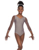 Solid Lycra Mesh 3/4 Sleeve V-Neck Leotard Gymnastics