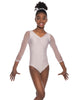Solid Lycra Mesh 3/4 Sleeve V-Neck Leotard Gymnastics