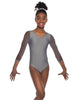 Solid Lycra Mesh 3/4 Sleeve V-Neck Leotard Gymnastics