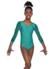 Solid Lycra Mesh 3/4 Sleeve V-Neck Leotard Gymnastics