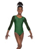 Solid Lycra Mesh 3/4 Sleeve Round Neck Leotard Gymnastics