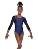 Solid Lycra Mesh 3/4 Sleeve Round Neck Leotard Gymnastics