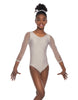 Solid Lycra Mesh 3/4 Sleeve Round Neck Leotard Gymnastics