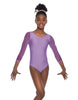 Solid Lycra Mesh 3/4 Sleeve Round Neck Leotard Gymnastics