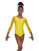 Solid Lycra Mesh 3/4 Sleeve Round Neck Leotard Gymnastics