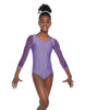 Solid Lycra Mesh 3/4 Sleeve Round Neck Leotard Gymnastics