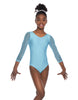 Solid Lycra Mesh 3/4 Sleeve Round Neck Leotard Gymnastics