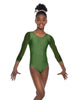 Solid Lycra Mesh 3/4 Sleeve Round Neck Leotard Gymnastics
