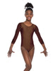Solid Lycra Mesh 3/4 Sleeve Round Neck Leotard Gymnastics