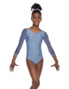 Solid Lycra Mesh 3/4 Sleeve Round Neck Leotard Gymnastics