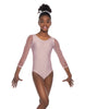 Solid Lycra Mesh 3/4 Sleeve Round Neck Leotard Gymnastics