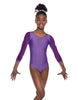 Solid Lycra Mesh 3/4 Sleeve Round Neck Leotard Gymnastics