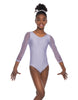 Solid Lycra Mesh 3/4 Sleeve Round Neck Leotard Gymnastics