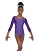 Solid Lycra Mesh 3/4 Sleeve Round Neck Leotard Gymnastics