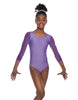 Solid Lycra Mesh 3/4 Sleeve Round Neck Leotard Gymnastics