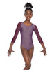Solid Lycra Mesh 3/4 Sleeve Round Neck Leotard Gymnastics