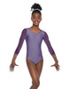 Solid Lycra Mesh 3/4 Sleeve Round Neck Leotard Gymnastics