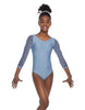 Solid Lycra Mesh 3/4 Sleeve Round Neck Leotard Gymnastics