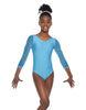 Solid Lycra Mesh 3/4 Sleeve Round Neck Leotard Gymnastics