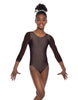 Solid Lycra Mesh 3/4 Sleeve Round Neck Leotard Gymnastics