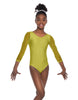 Solid Lycra Mesh 3/4 Sleeve Round Neck Leotard Gymnastics
