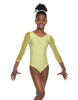 Solid Lycra Mesh 3/4 Sleeve Round Neck Leotard Gymnastics