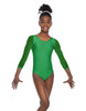 Solid Lycra Mesh 3/4 Sleeve Round Neck Leotard Gymnastics