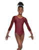Solid Lycra Mesh 3/4 Sleeve Round Neck Leotard Gymnastics