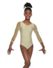 Solid Lycra Mesh 3/4 Sleeve Round Neck Leotard Gymnastics
