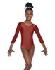 Solid Lycra Mesh 3/4 Sleeve Round Neck Leotard Gymnastics