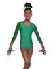 Solid Lycra Mesh 3/4 Sleeve Round Neck Leotard Gymnastics