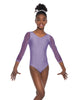 Solid Lycra Mesh 3/4 Sleeve Round Neck Leotard Gymnastics