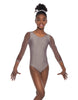 Solid Lycra Mesh 3/4 Sleeve Round Neck Leotard Gymnastics