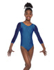 Solid Lycra Mesh 3/4 Sleeve Round Neck Leotard Gymnastics