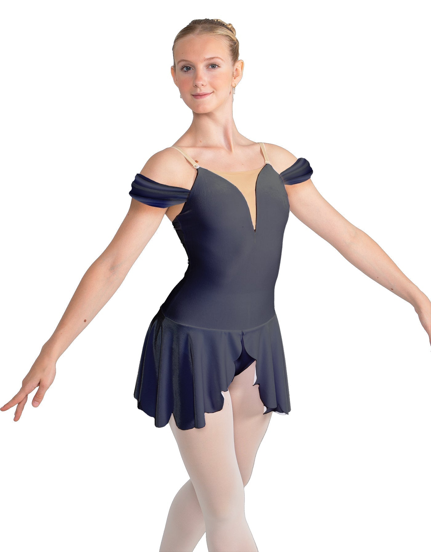 Solid Lycra Regal Leotard with Peplum and Sleeves