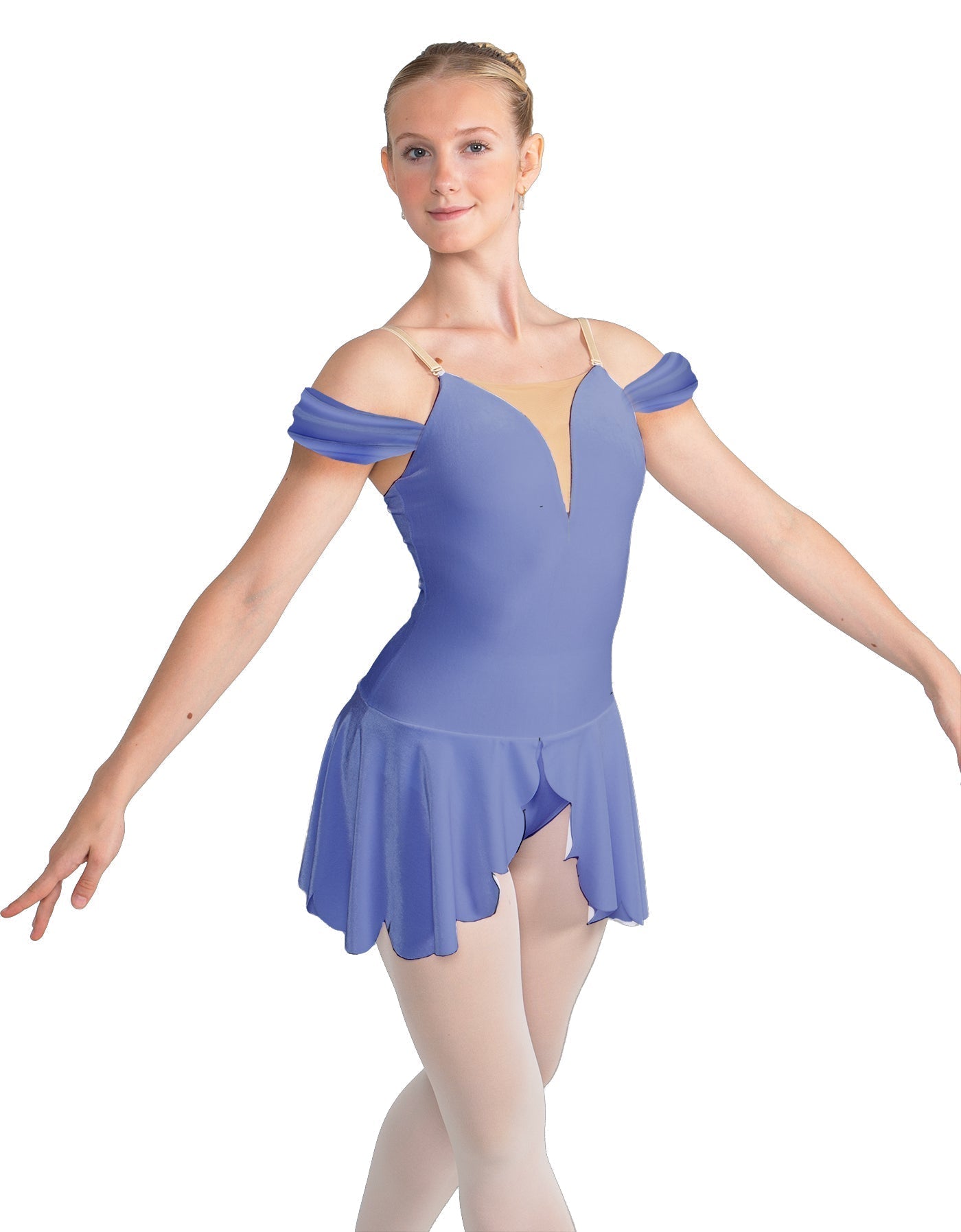 Solid Lycra Regal Leotard with Peplum and Sleeves