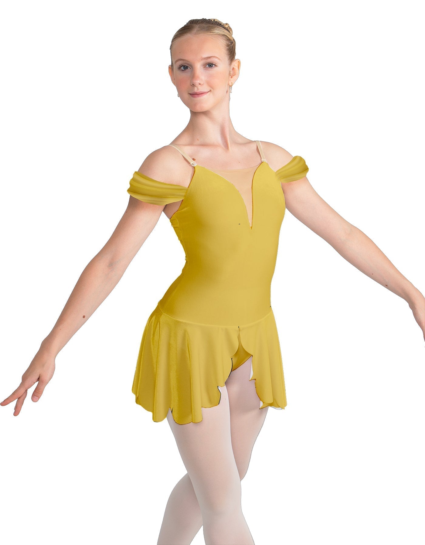 Solid Lycra Regal Leotard with Peplum and Sleeves