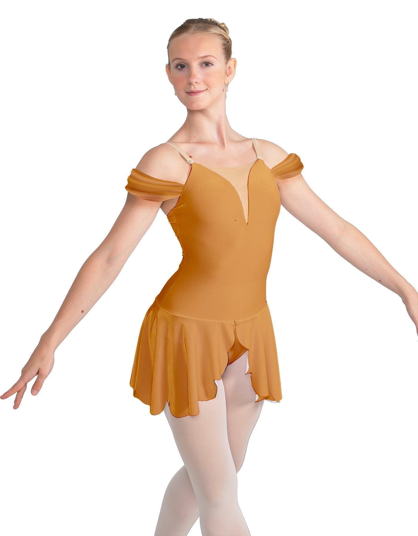 Solid Lycra Regal Leotard with Peplum and Sleeves