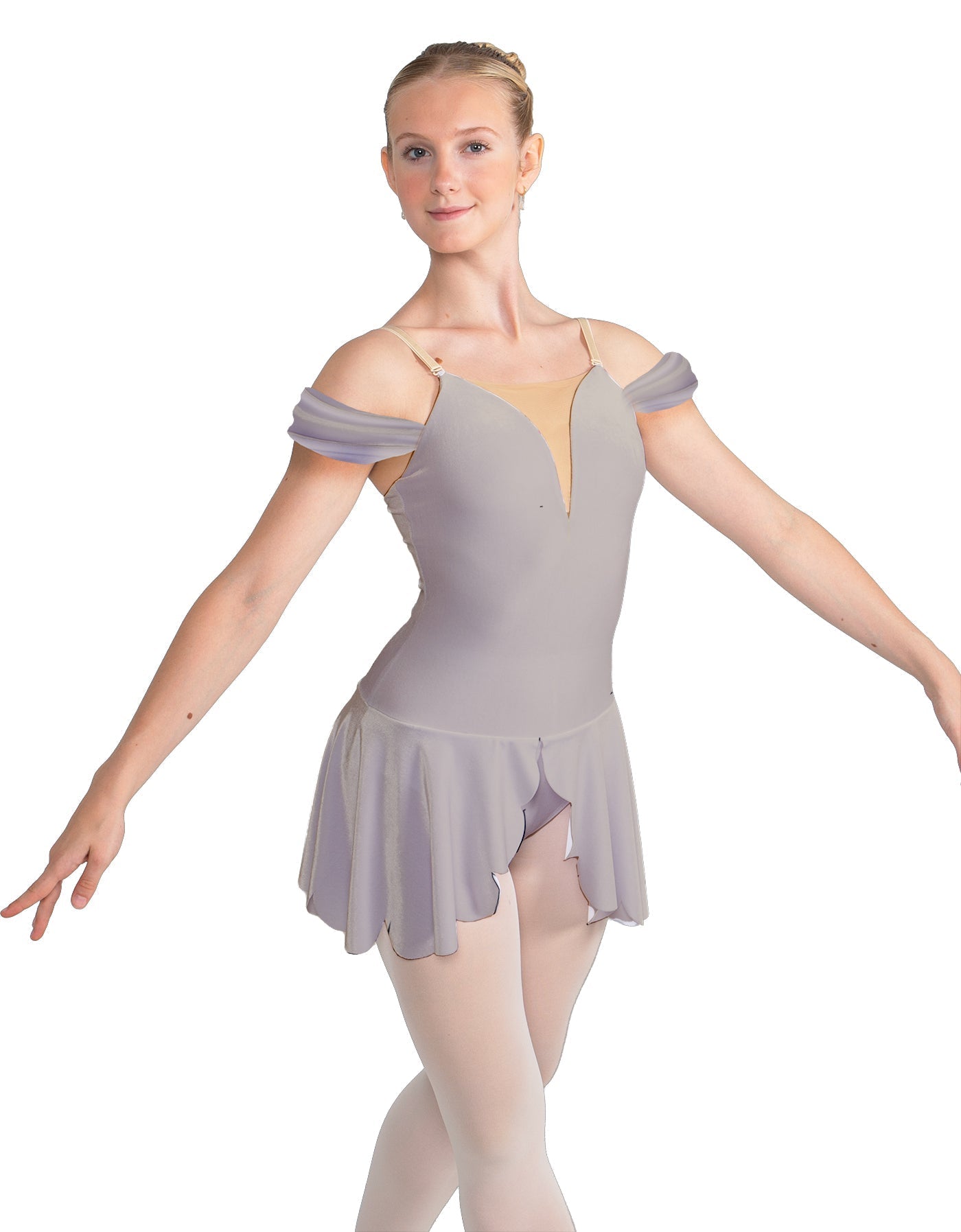 Solid Lycra Regal Leotard with Peplum and Sleeves