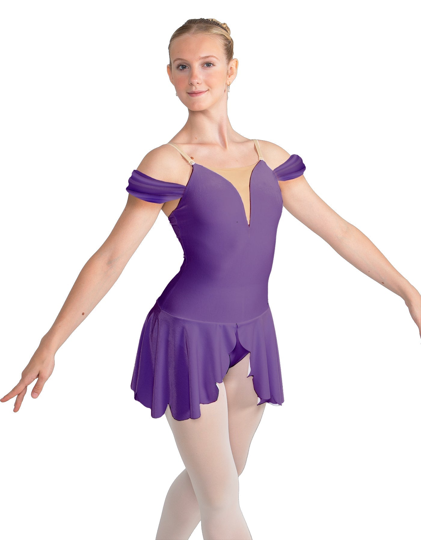 Solid Lycra Regal Leotard with Peplum and Sleeves