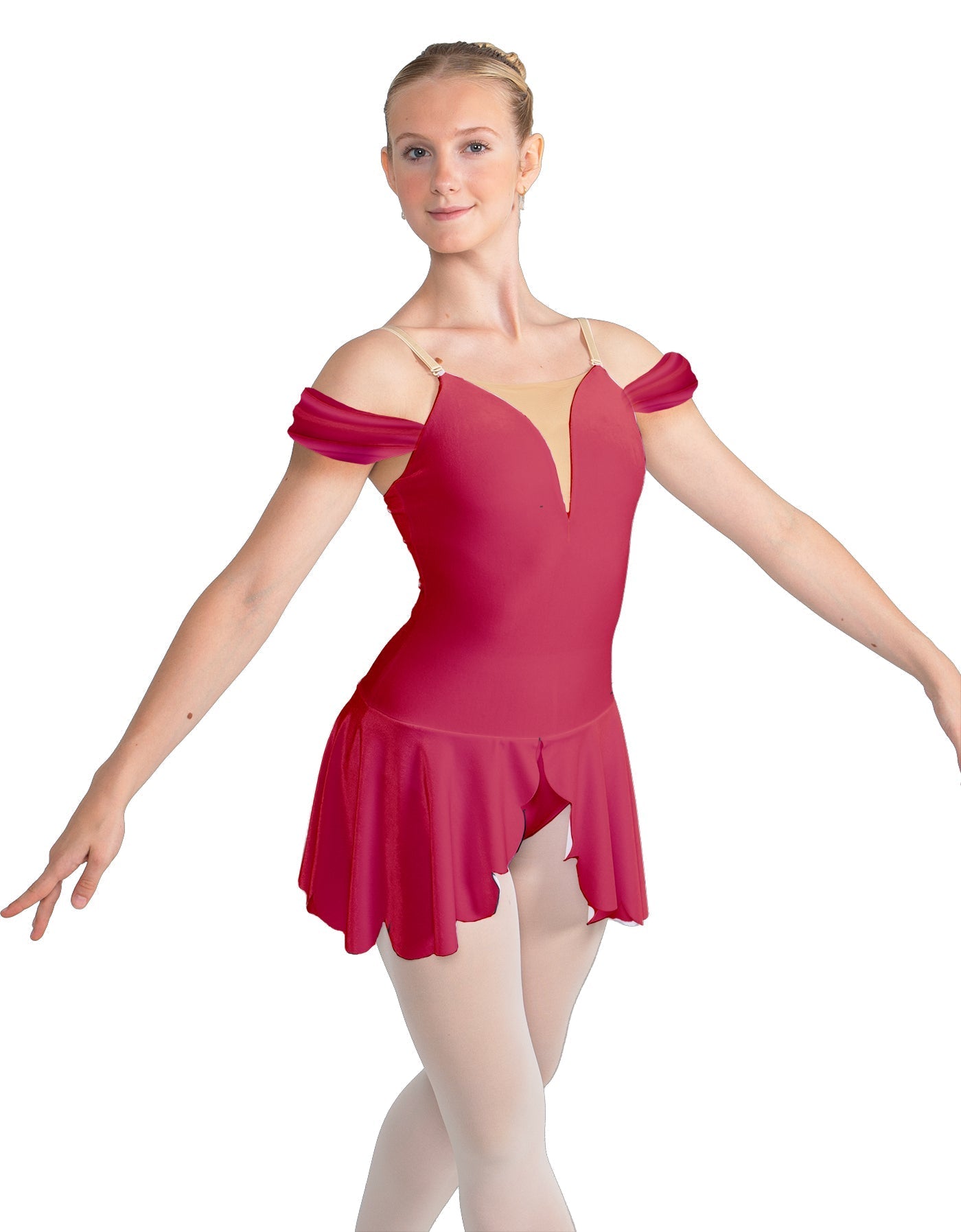 Solid Lycra Regal Leotard with Peplum and Sleeves