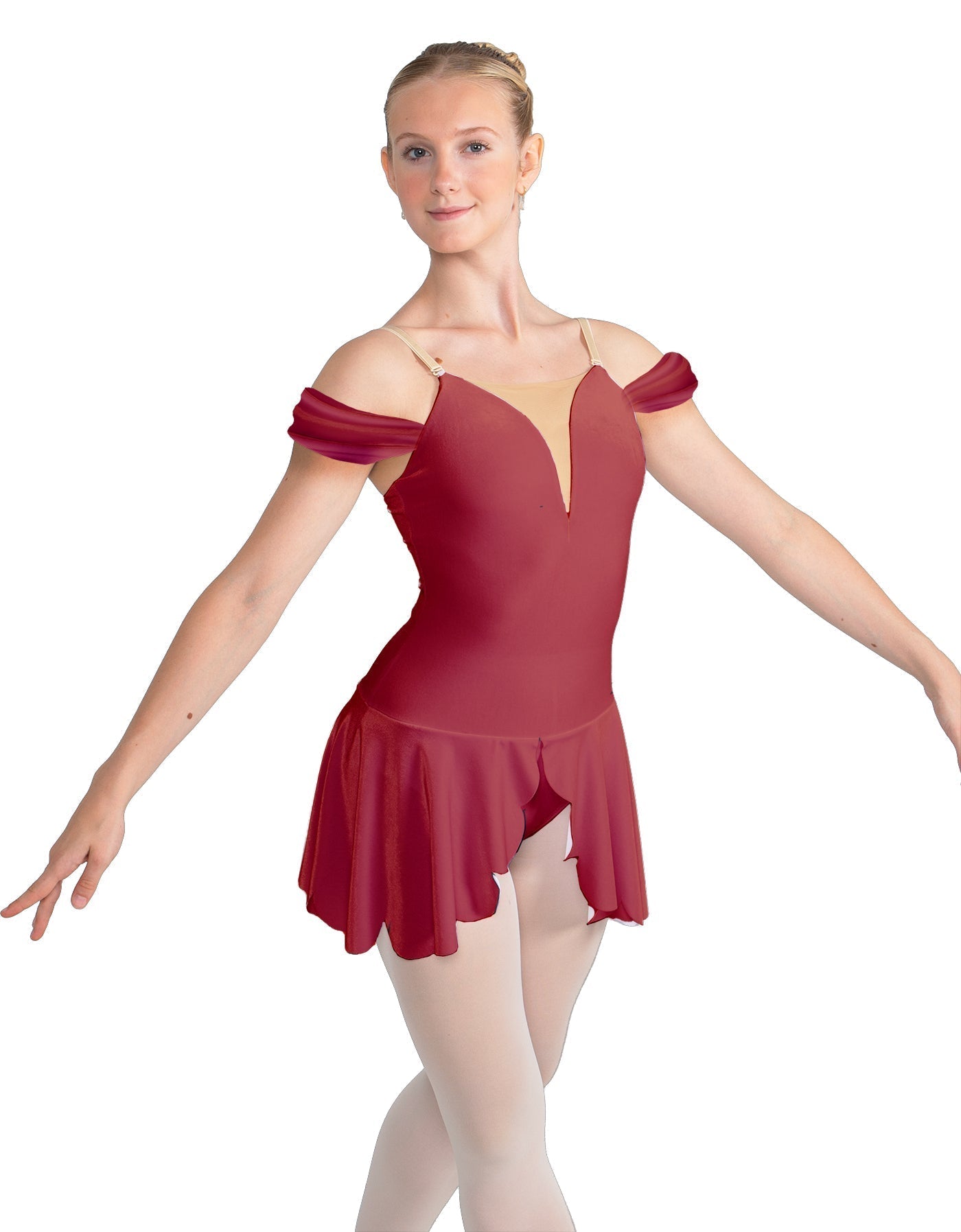 Solid Lycra Regal Leotard with Peplum and Sleeves