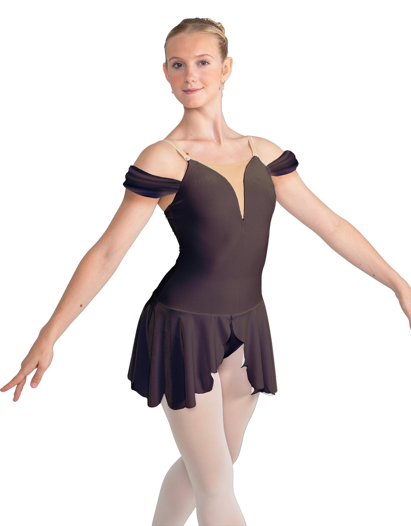 Solid Lycra Regal Leotard with Peplum and Sleeves